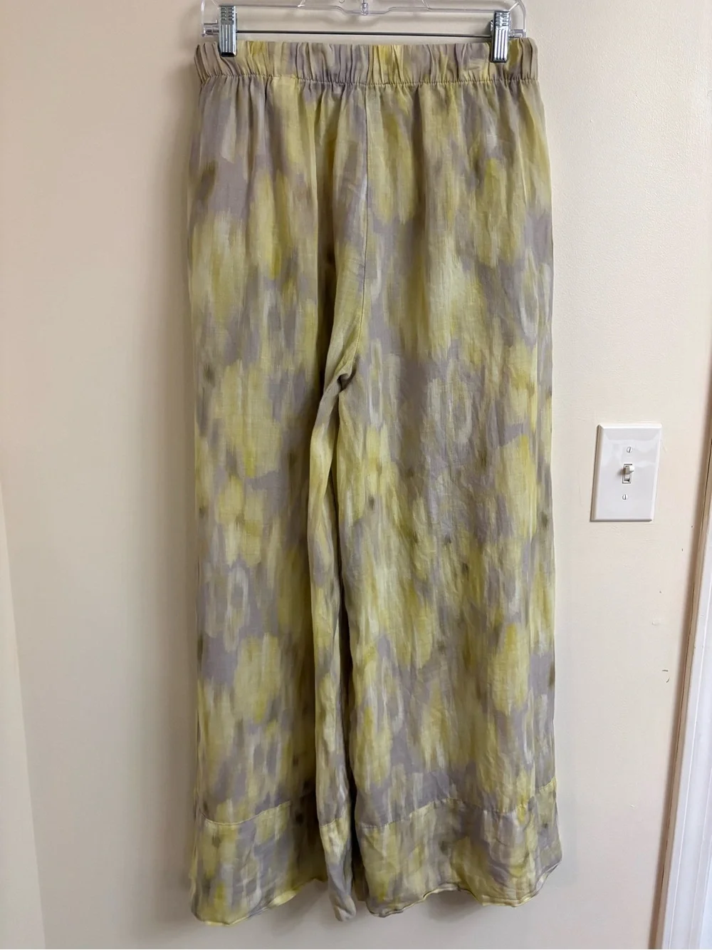 Zara ZW Collection Ramie Printed Palazzo Pants Ikat Wide Leg M resort pool vacat